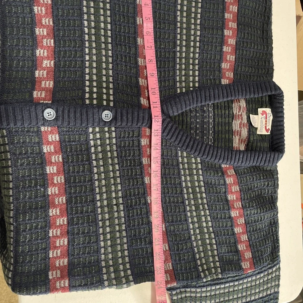 Penns Landing Men's Ribbed‎ Knit Button Cardiology Fan Sweater Large VTG 90s